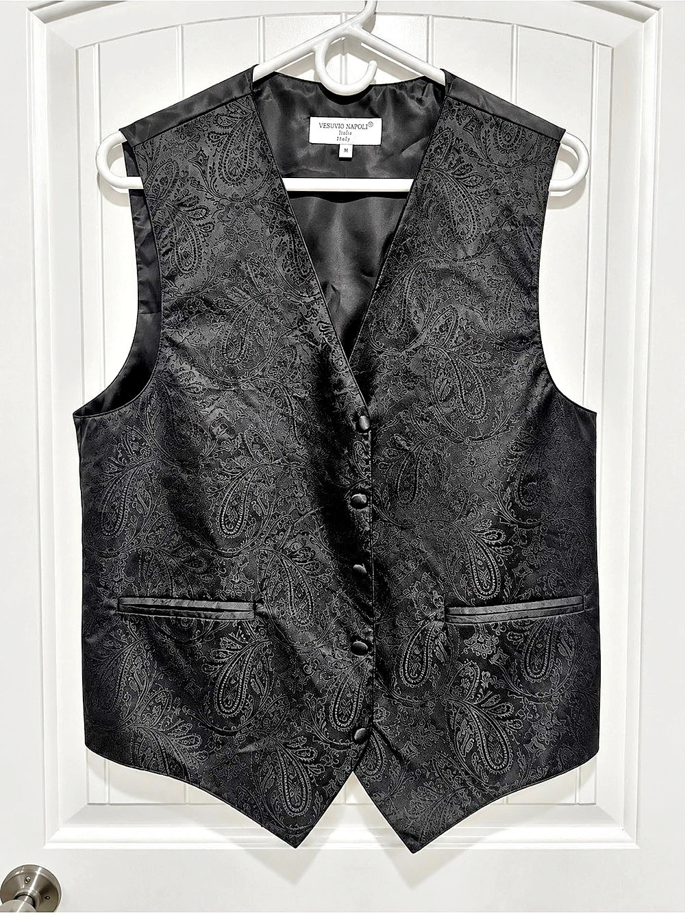 Vesuvio Napoli Black Paisley Formal Vest Men’s Medium